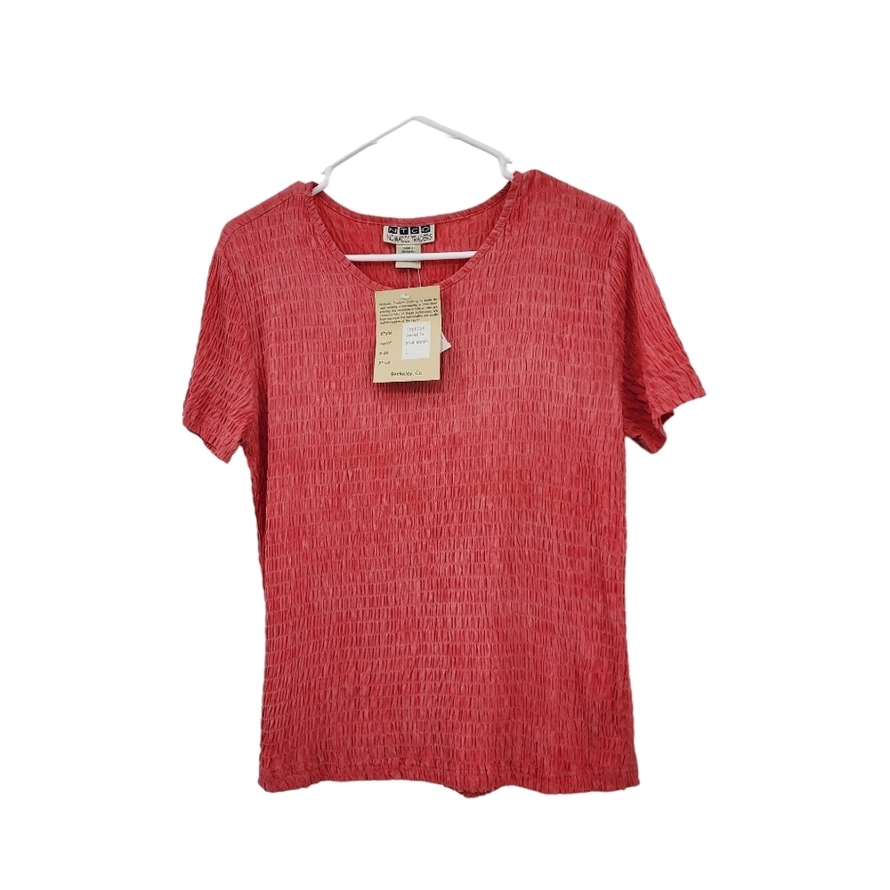 Nomadic Traders Women's Solid Short Sleeves Smocked Tee - L